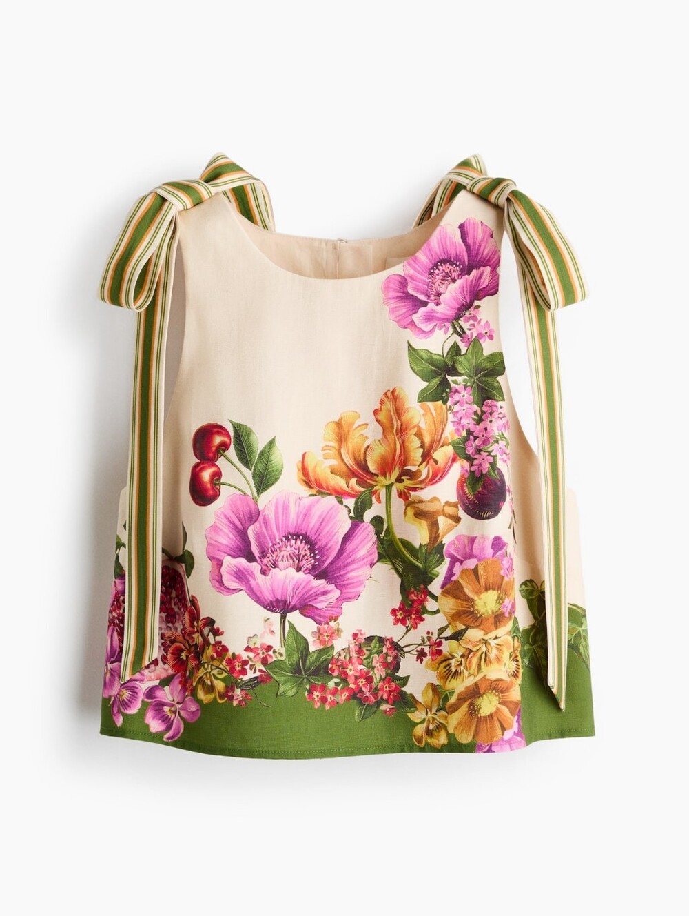 H&M Tie-strap Floral Cropped Top Green_floral Bnwt - Picture 9 of 10